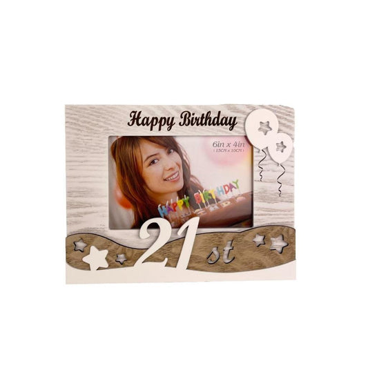 21st Birthday Photo Frame Twenty First Birthday Gift Wooden White color