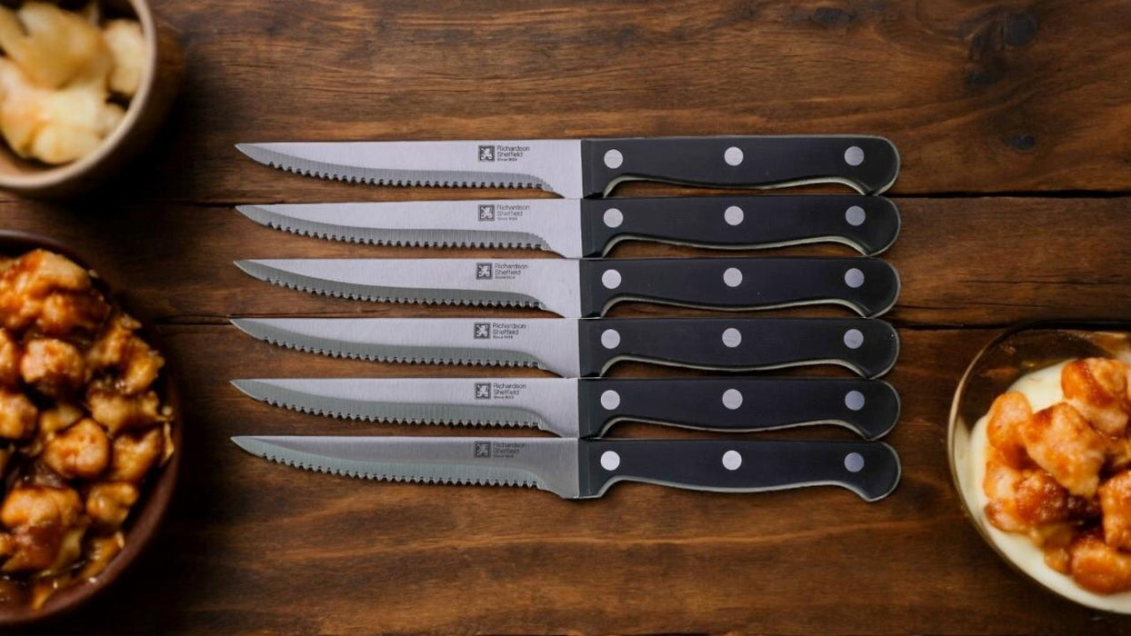 Richards Sheffield Deluxe Steak Knife Set Stainless Steel Blade 6pcs Knives