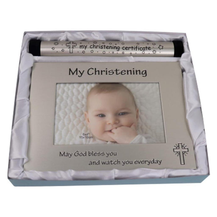 Baby Christening Certificate Holder Keepsake Newborn Baby Shower Photo Gift Set