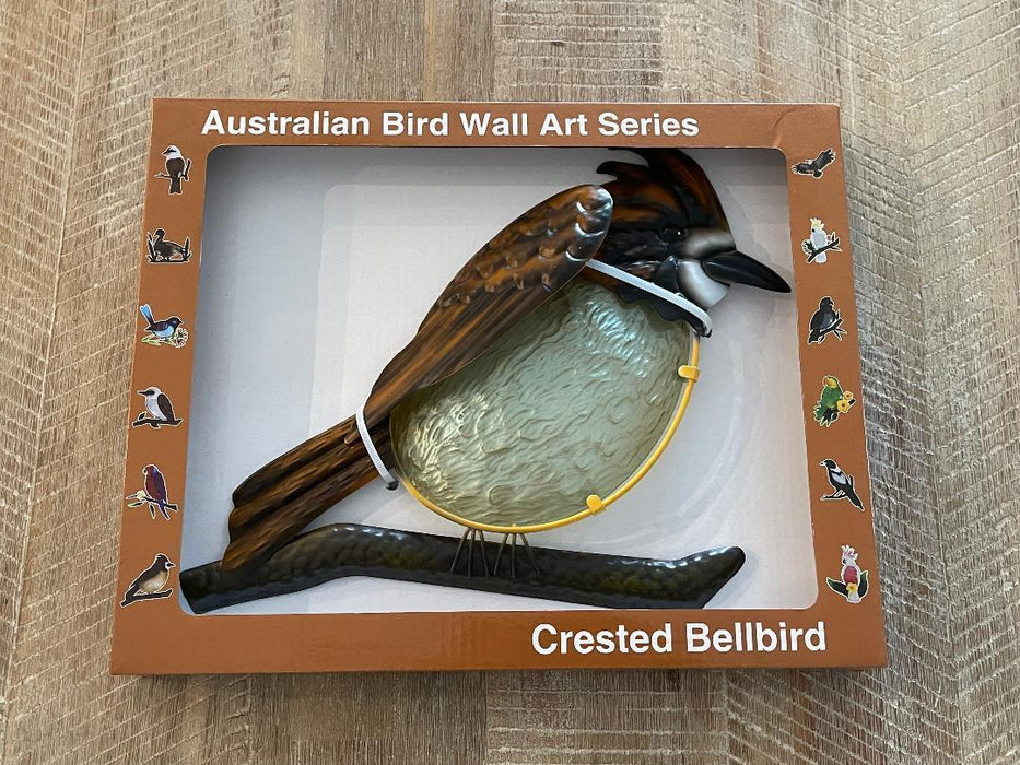 Crested Bellbird Metal Bird Wall Art 3D Birds Hanging Home Garden Decor