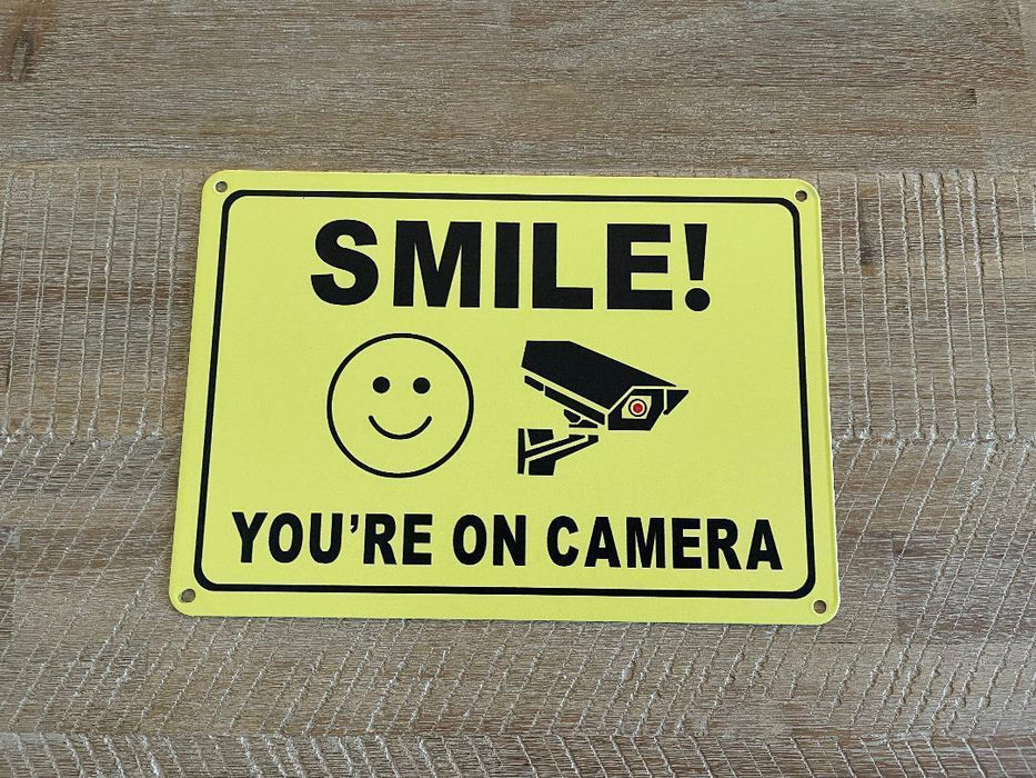 2x Smile You're on Camera Metal Sign Safety Security Home Shop Warning Signs