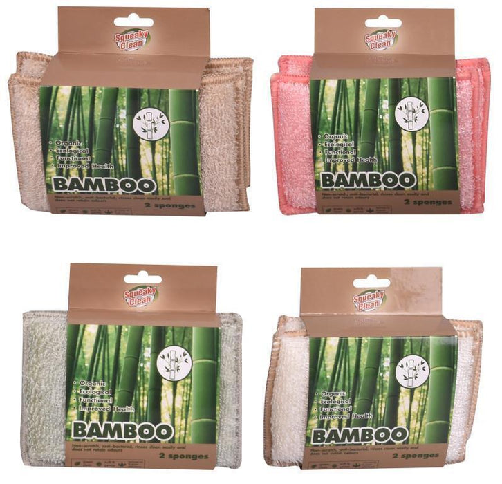 Bamboo Washing Pad Durable Scrub Scouring Sponge Non-Scratch Pads 4 pack