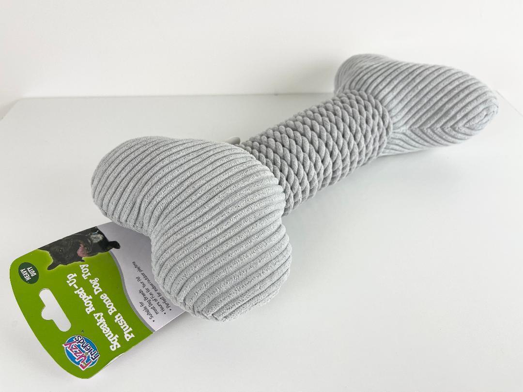 Squeaky Jumbo Dog Toys Roped Up Plush Bone Tough Cat Dog Stuffed Chew Toy
