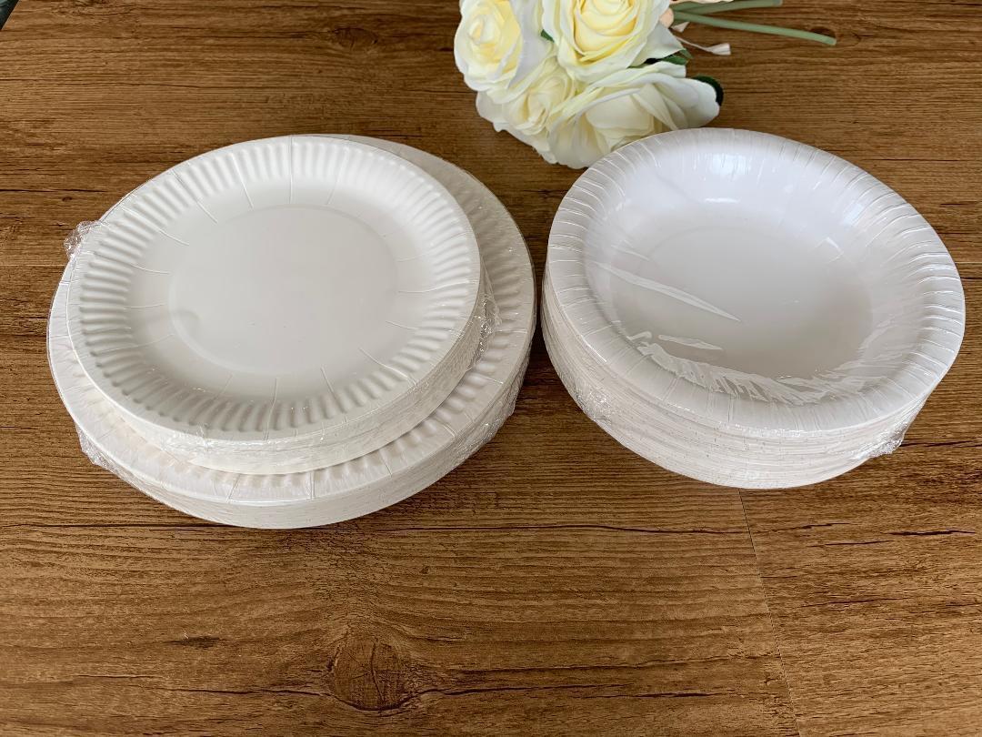Disposable Paper Plates & Bowls Dinner Dessert Party Plate Eco-Friendly Bulk Buy