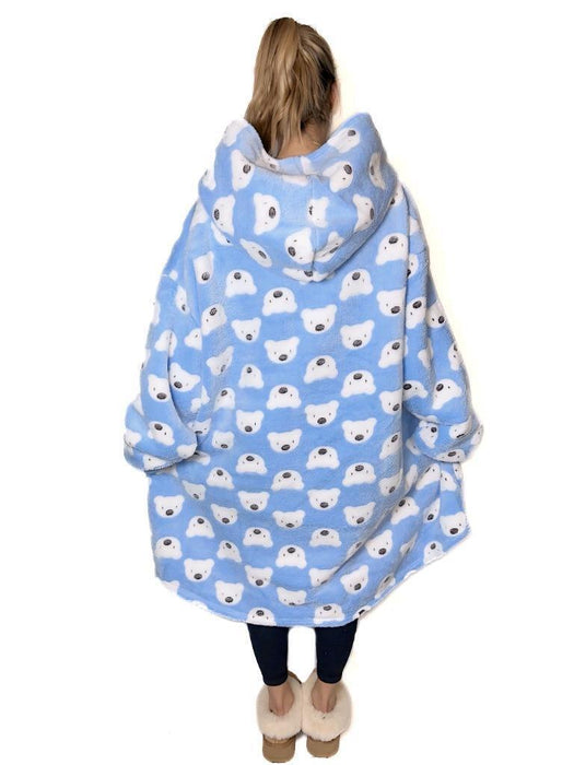 Hooded Blanket Soft Cozy Warm Fleece Wearable Oversize Blanket Hoodie