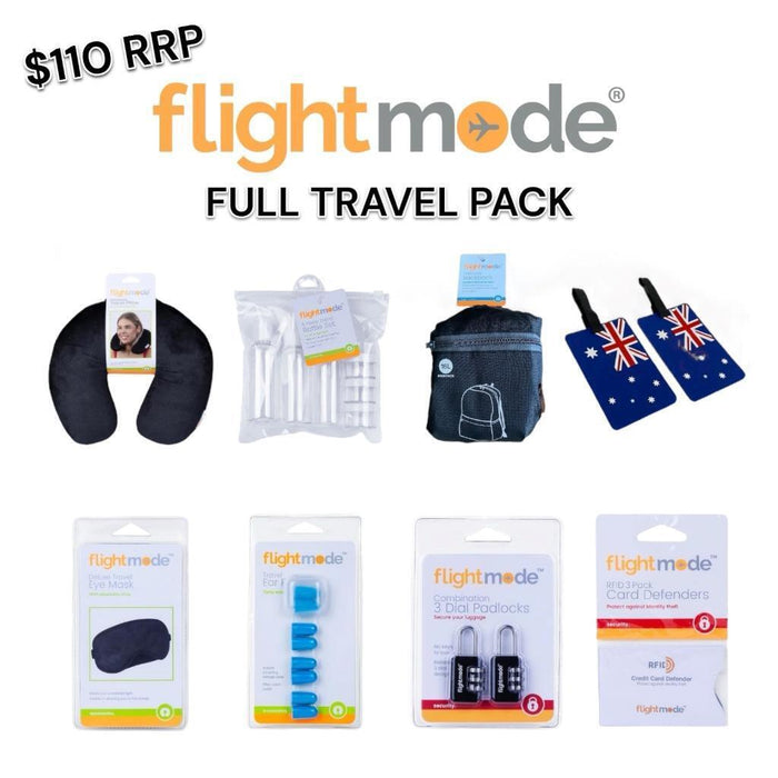 Complete Flight Travel Kit Luggage Set Holiday Accessories Pillow Ear Plugs Lock