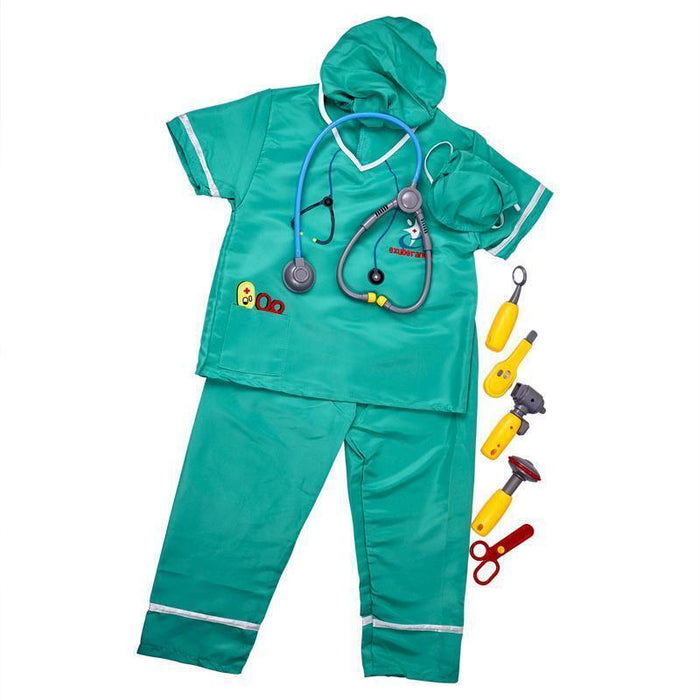 Surgeon Kids Costume Set Doctor Role Play Set Halloween Cosplay Party 3-6 years