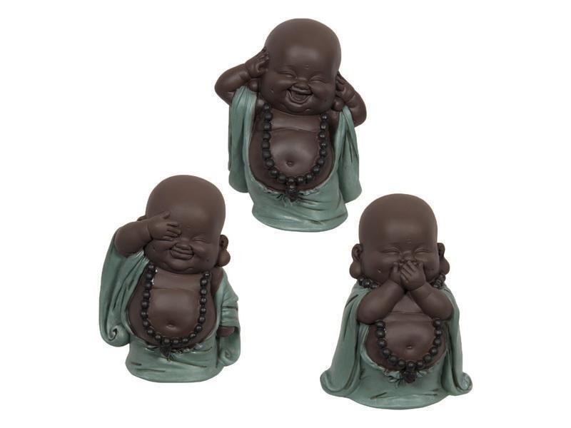 Buddha Statues Wise Monks No Evil See Speak Hear Ornament Figurines Set of 3