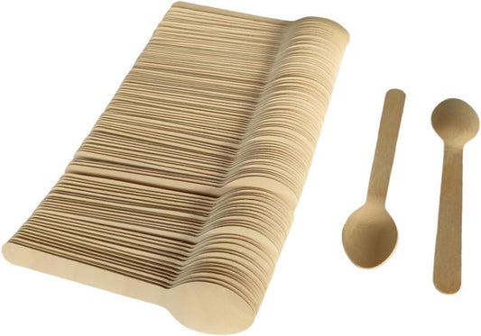 200x Wooden Spoons Wooden Cutlery Disposable Party Spoon Eco Friendly Bulk 16cm