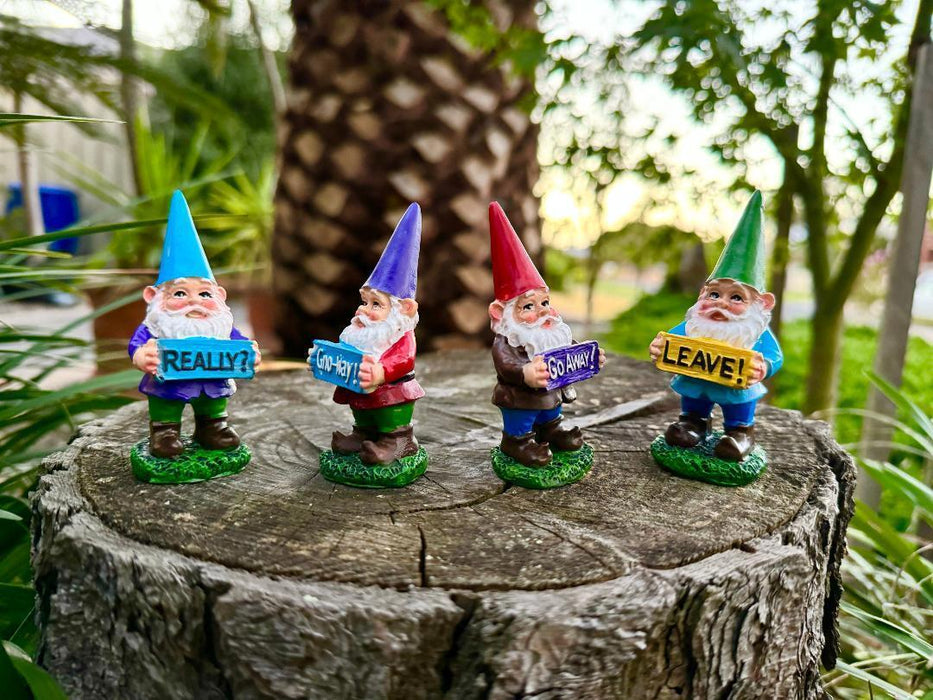 4x Garden Gnomes Gnome Statue with Words Figurine Fairy Garden Accessories 8cm