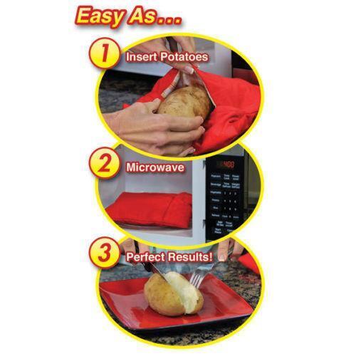 2x Perfect Potato Microwave Baked Cooking Bag Corn Cooker Express Reusable 4min