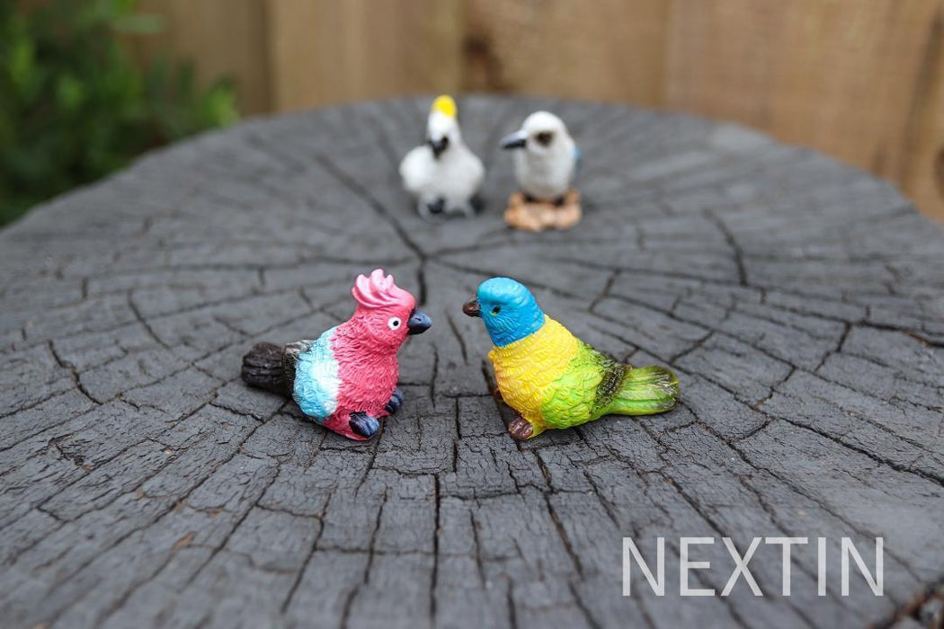 Miniature Bird Decorative Figurines Mini Rainbow lorikeet Birds Fairy Garden 6pc