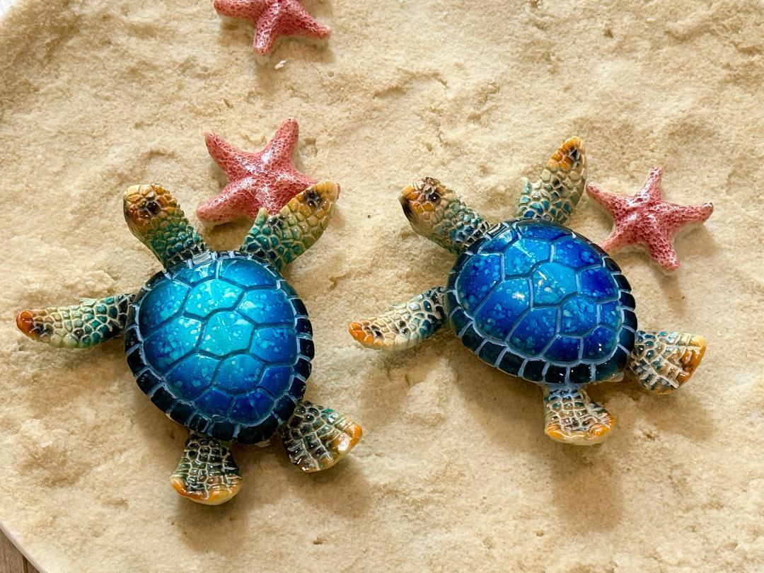 Sea Turtle Figurine Statue Indoor Outdoor Home Décor Ornament set of 2 Turtles