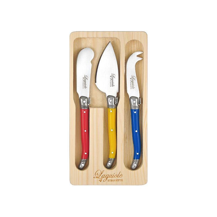 Etiouette Laguiole Cheese Knife Set Stainless Steel Knives Multicolour 3pcs