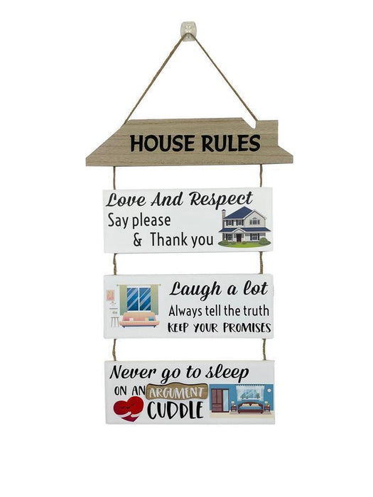 House Rules Wooden Sign Love & Respect Country Home Signs Hanging Wall Decor