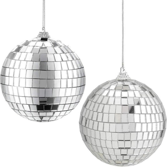 2 x Mirror Disco Ball 10cm Silver Disco Ball DJ Lighting Party Dance Stage Light
