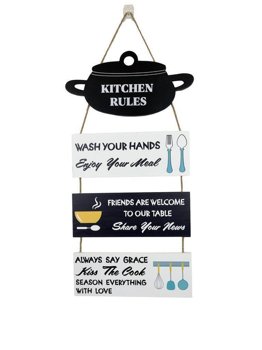 Kitchen Rules Wooden Sign Funny Country Home Signs Hanging Wall Decor