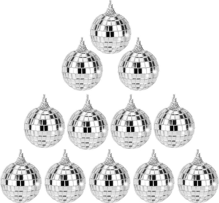 12X Mirror Disco Balls Set Silver Disco Party Decoration Christmas Balls 5cm