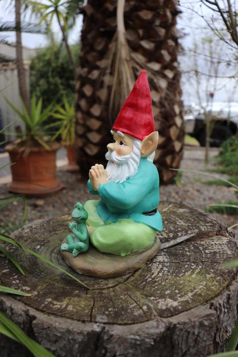 Garden Gnomes Statue Yoga Gnome & Frog Meditation Fairy Garden Décor Figurine