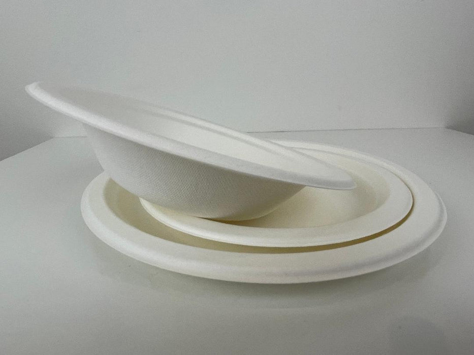 Disposable Paper Plates Sugarcane Dinner Dessert White Party Plate Strong Eco