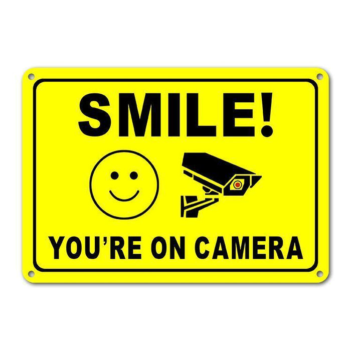 2x Smile You're on Camera Metal Sign Safety Security Home Shop Warning Signs