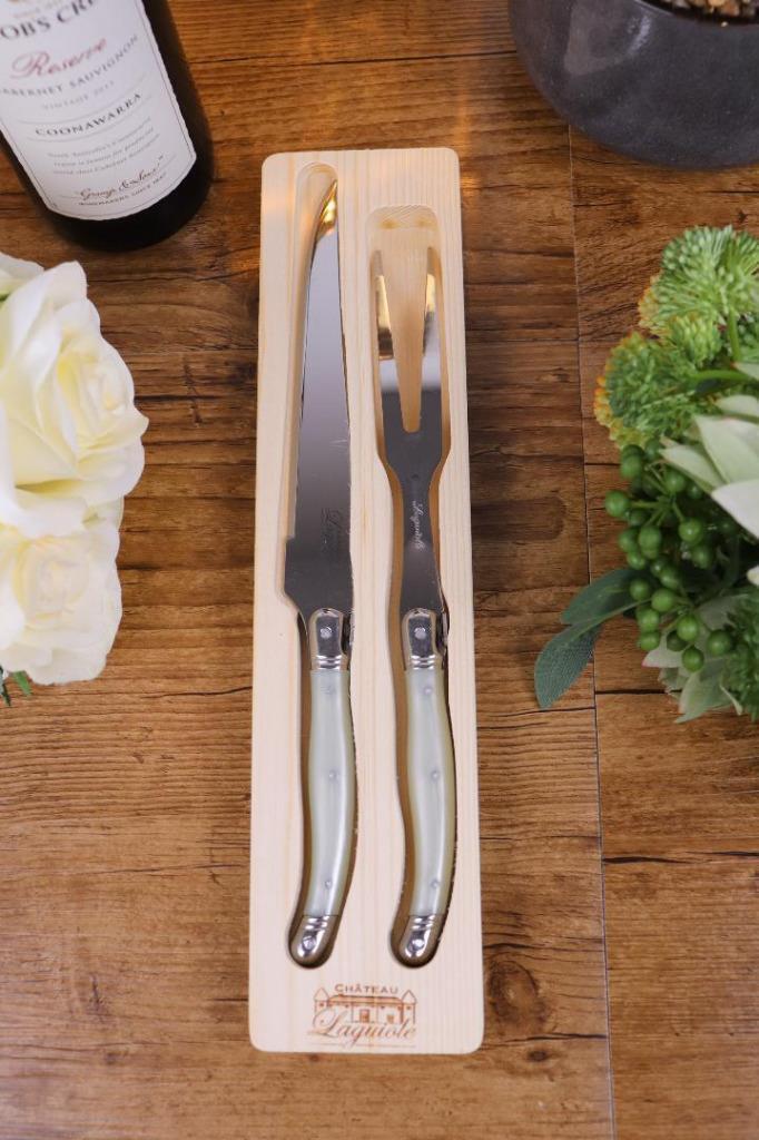 Laguiole Carving Set Knife & Fork Chef French Stainless Steel for Roast Meat