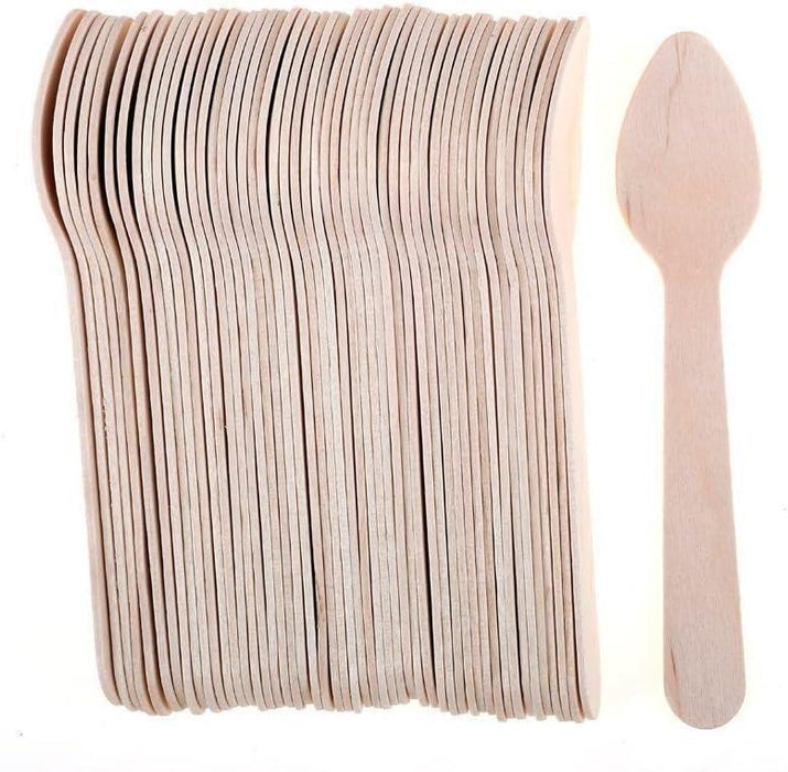 1000x Wooden Cutlery Disposable Small Teaspoons Taster Spoons Wood Bulk 11cm