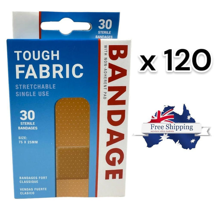 120 Fabric Band Aids for Wound & Cuts - Tough Fabric Medical Health Dressings