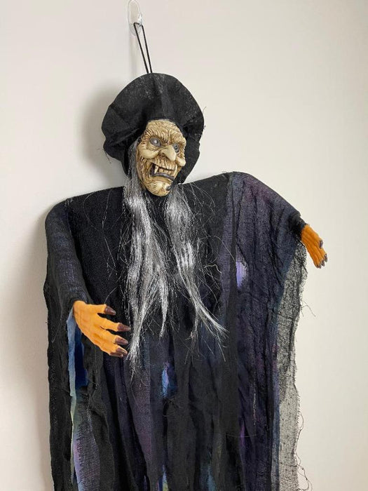 Halloween Hanging Witch with Spooky Sounds Scary Decoration Haunted House 1.4m