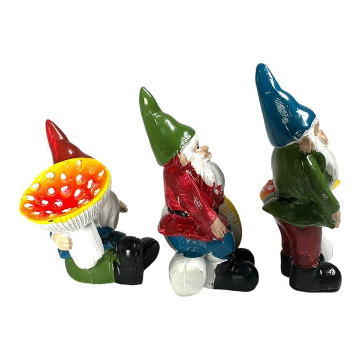 7cm Garden Gnomes With Mushroom Statue Figurine Fairy Garden Accessories 3pcs