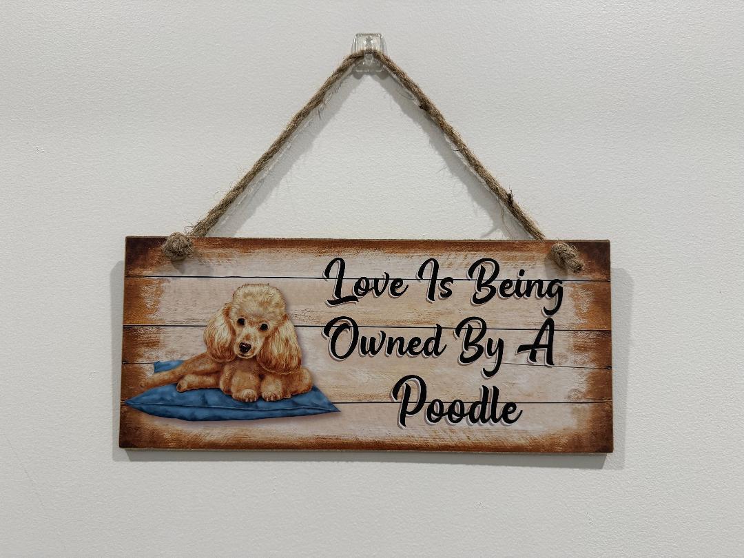 Poodle Dog Sign Wall Hanging Dogs Sign Wooden MDF Home Decor 30cm