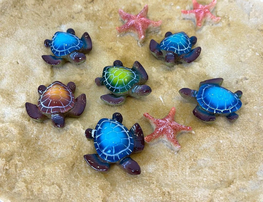 Miniature Sea Turtle Figurine Statue set of 6 Mini Turtles Indoor Outdoor Garden