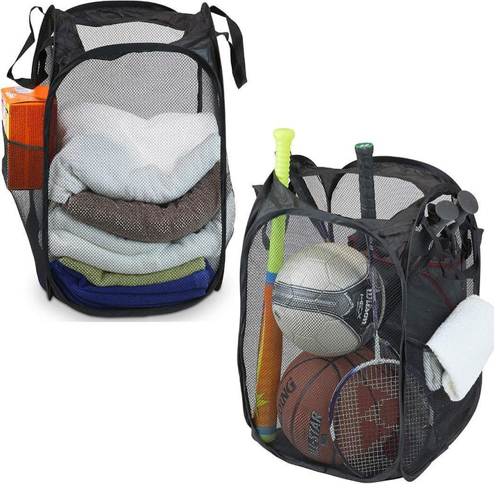 2X Mesh Pop up Laundry Hamper Strong Handle Foldable Collapsible Clothes Hamper