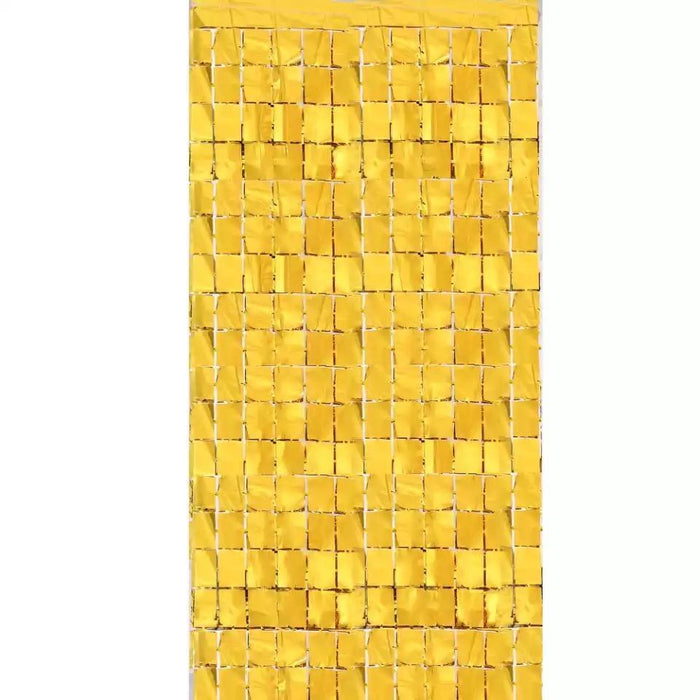 Gold Foil Curtain Sequin Square Metallic Tinsel Backdrop Party Decorations 1x2m