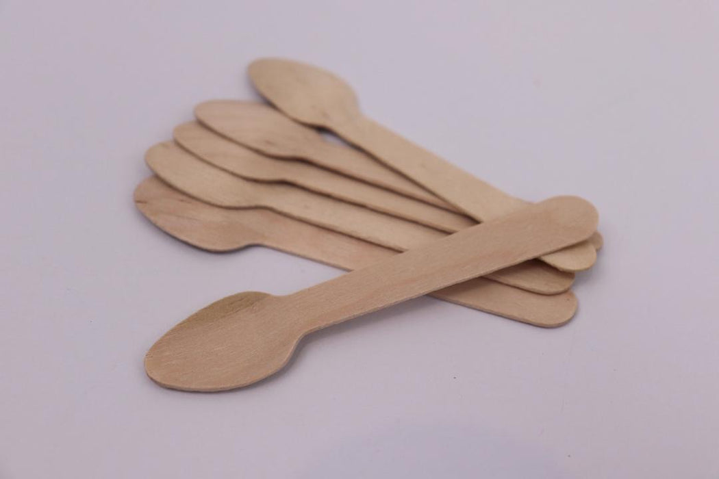 1000x Wooden Cutlery Disposable Small Teaspoons Taster Spoons Wood Bulk 11cm