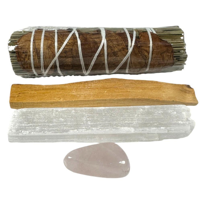 Sage & Stone Cleansing Kit: Love Energy, Chakra Healing, & Smudging Essentials!