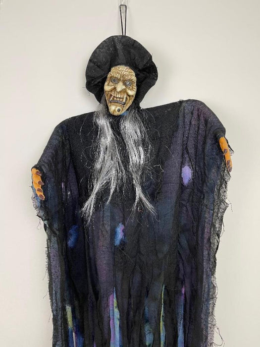 Halloween Hanging Witch with Spooky Sounds Scary Decoration Haunted House 1.4m