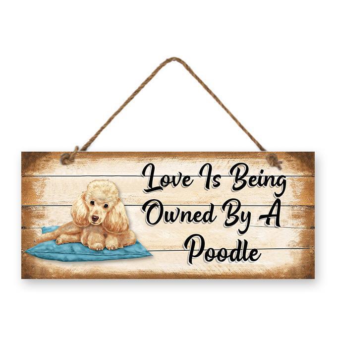 Poodle Dog Sign Wall Hanging Dogs Sign Wooden MDF Home Decor 30cm