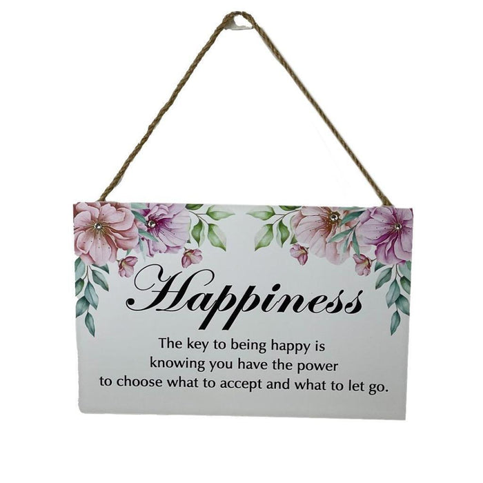 'Happiness' Wooden Home Sign Hanging Wall Decor Signs Country Sign Great Gift