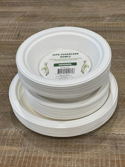 Disposable Paper Plates Sugarcane Dinner Dessert White Party Plate Strong Eco