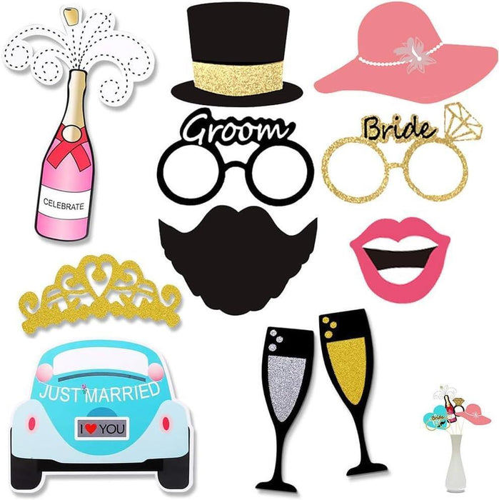 Wedding Photo Booth Props Kit Bridal Shower Bachelorette Party Supplies 52pc Set