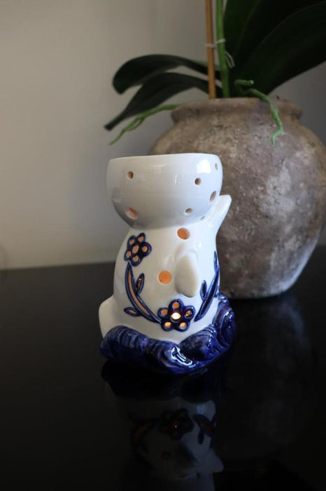 Ceramic Essential Oil Burner Home Fragrance Dolfin White Aromatherapy Tealight