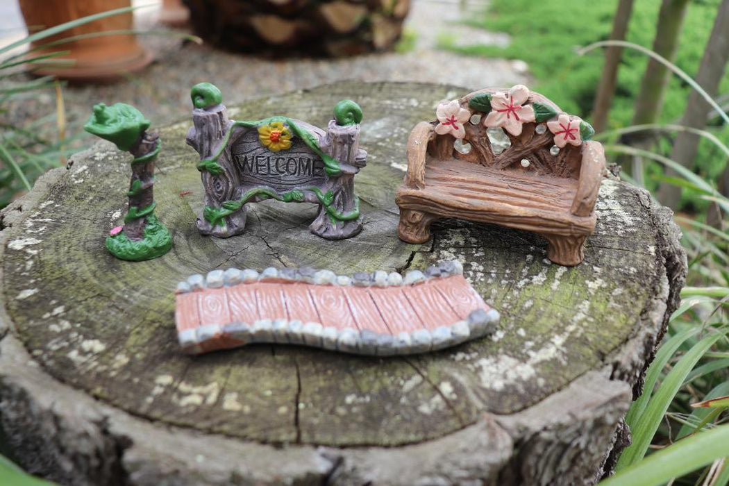 Miniature Fairy Garden Accessories Mini Fairy Ornaments Welcome Sign Set of 4