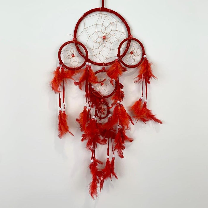 Red Dream Catcher with Feather Caught Dreams Wall Hanging Ornament 52cm