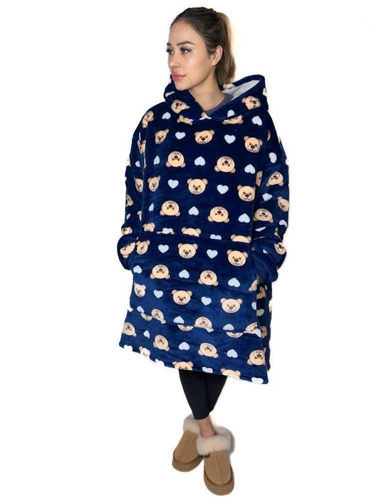 Hooded Blanket Soft Cozy Warm Fleece Wearable Oversize Blanket Hoodie