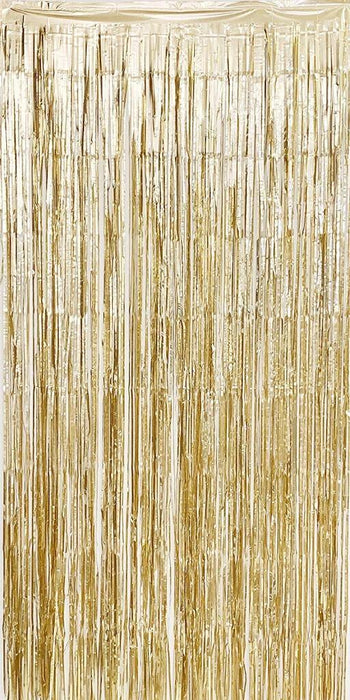 4x Foil Metallic Fringe Tinsel Curtain Gold Backdrop Door Party Decorations 1x2m