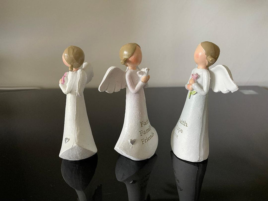 3x Angel Statue Inspirational Wording Wing Angles Religious Decor Figurine 12cm