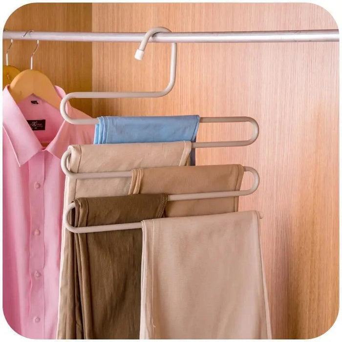 Trouser Hangers Multi Layers Metal 5 Tier S Shaped Pants Clothes White Hanger