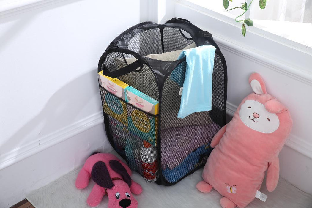 2X Mesh Pop up Laundry Hamper Strong Handle Foldable Collapsible Clothes Hamper