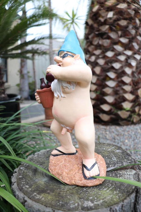 Garden Gnome Naked Nude Gnomes Drinking Beer Naughty Garden Ornament 29cm